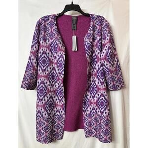 NWT Chicos Travelers Collection Womens‎ 3/4 Sleeve Crushed Ikat Jacket Size 2